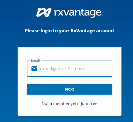 RxVantage User Login Screen