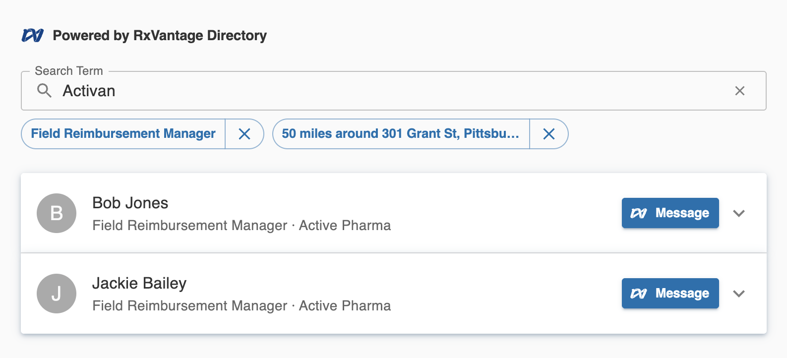 RxVantage Directory Widget